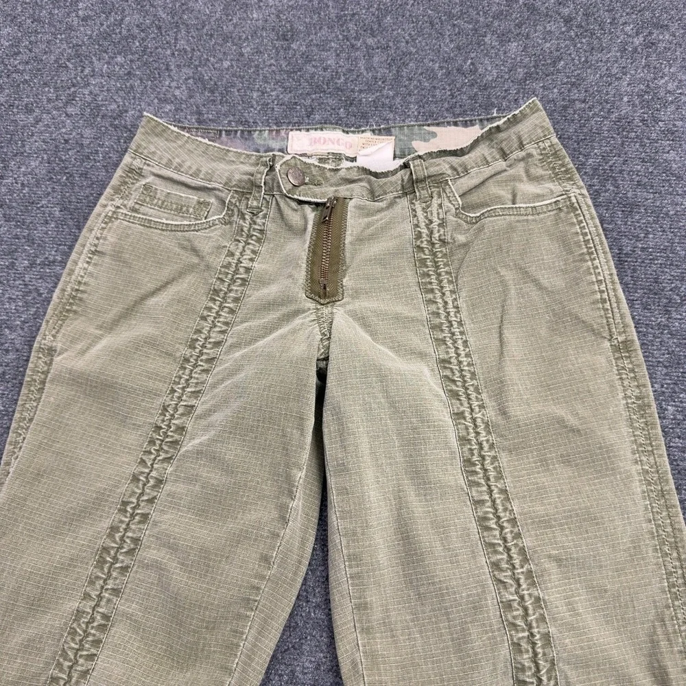 Vintage Bongo Pants Womens 7 Green Cotton Ripstop Elastic Hem Y2K Gorpcore Style